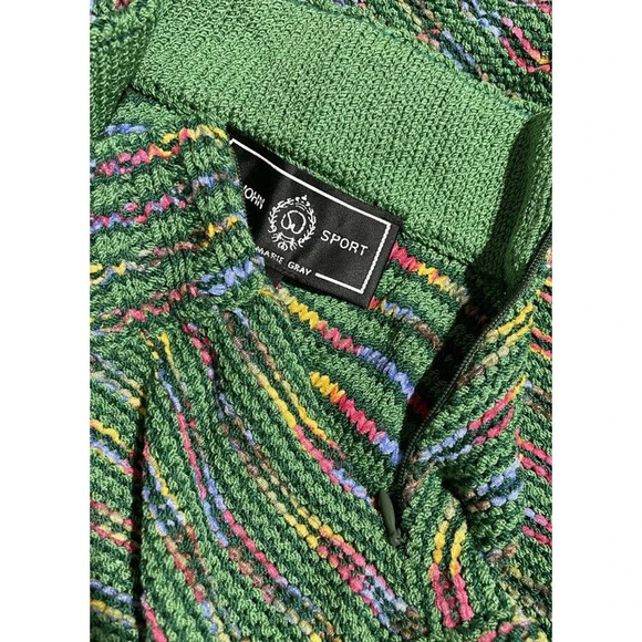 St. John Sport Size Medium Mock Neck Sweater Rainbow Stripe Women's Wool Blend - Picture 14 of 16